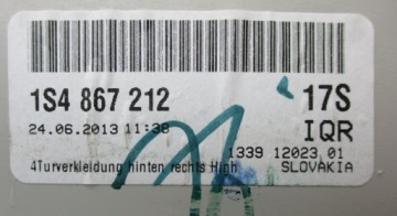 фото thumb №4, Обшивка двері правий задня vw up citigo 1s4867212bd