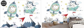 Наклейки на стену для ДЕТЕЙ, ДЕКОРАТИВНЫЕ мишки, зайчики, звездочки