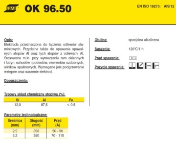 ESAB Алюминиевый электрод OK AlSi12 | диаметр 3,2 мм × 350 мм | 20 шт.