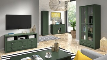 Provence Green W2S витрина зеленая мебель для гостиной