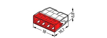 БЫСТРОСОЕДИНИТЕЛЬ WAGO ДЛЯ ПРОВОДА 4x0,5-2,5 мм² 100 шт.