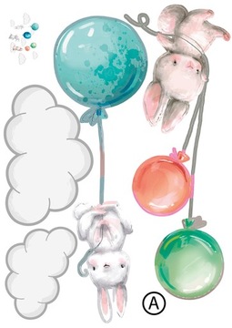 наклейка на стену BUNNY BALLOOS с облаками XXXL
