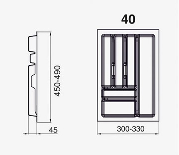 ВСТАВКА ДЛЯ СТОЛОВЫХ ПРИБОРОВ BLUM ORGANIZER PRO 40 В ЯЩИК