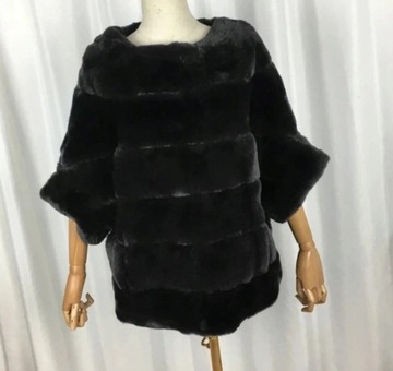 Пончо из меха кролика REX Oversize 36 S