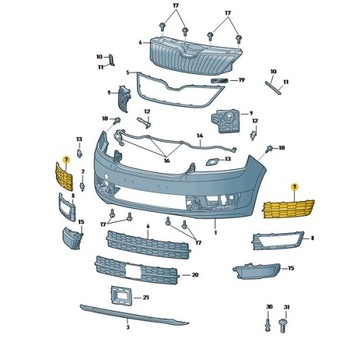 фото thumb №2, Решётка решётка радиатора бампера противотуманной фары skoda rapid левая