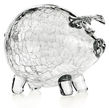 Большая стеклянная копилка PIGGY Crackle в ПОДАРОК, прозрачная, бьющаяся