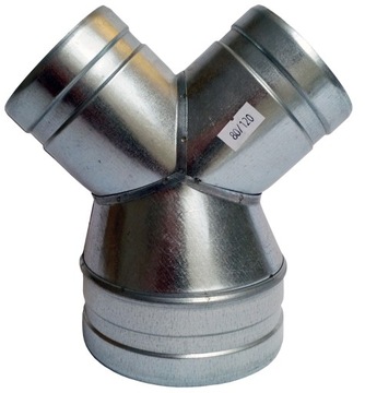 Тройник-переходник 1x100/2x80 мм для вытяжного шланга Spiro Pipe PUR Fan