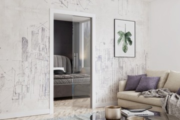 Раздвижные двери в стеклянной кассете STARK GLASS 80