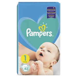 Подгузники PAMPERS размер 1, 2-5кг, 43 шт.