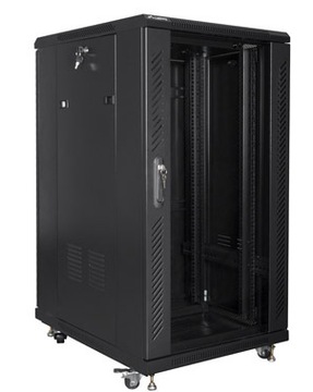 22U 600x800 SZAFA RACK 19 LANBERG stojąca Czarna teleinformatyczna szklane