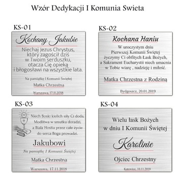 PAMIĄTKA KOMUNIA ŚWIĘTA OBRAZEK SREBRNY + GRAWER