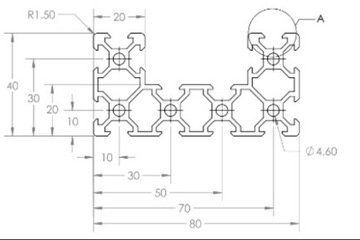 АЛЮМИНИЕВЫЙ ПРОФИЛЬ С-БАЛКА 40x80 T6 100 см