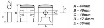 44 mm cylinder tłok do kosy NAC BP517-20B-V BC520V