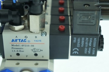 Островной 7-клапанный электромагнитный клапан AIRTAC 5/2-1/4-230 В переменного тока