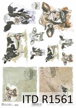 PAPIER RYŻOWY do decoupage A4 zwierzęta myszy