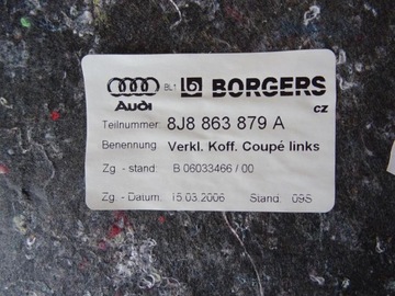 фото thumb №7, Audi ttrs tts tt 8j coupe оббивка боки обшивки обшивка багажника kpl