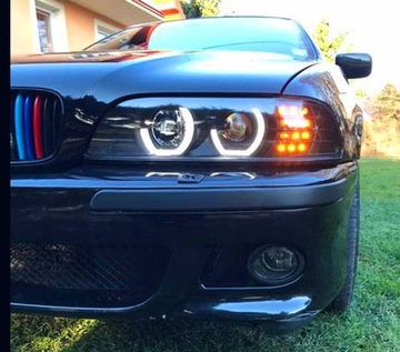 BMW 5 E39 ЛАМПЫ ЧЕРНЫЕ фары, 3D светодиодные кольца, поворотники, линзы