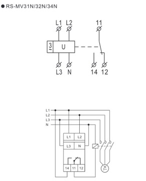 3-ФАЗНЫЙ ДАТЧИК ПОСЛЕДОВАТЕЛЬНОСТИ ФАЗ И ПОТЕРИ ФАЗЫ RS-MV32N LC