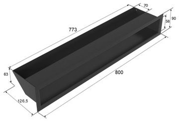 КАМИННАЯ РЕШЕТКА для камина GRATKI LUFT 90х800 черная вентиляционная 9х80 см