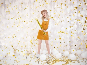 ТРУБКА КОНФЕТТИ 60см - золотые сердечки PARTYDECO