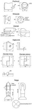 АРМАТУРА ДЛЯ САНИТАРНЫХ КАБИН РАЗДЕВАЛОК ТУАЛЕТОВ ЛЕВАЯ СЕРАЯ ПЛАСТИКОВАЯ