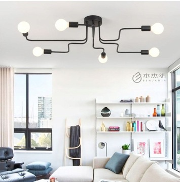 LAMPA SUFITOWA ŻYRANDOL PLAFON PAJĄK 6 RAMION LOFT