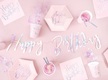 TALERZYKI PAPIEROWE RÓŻOWE RÓŻ SREBRNE HAPPY B'DAY 1 18 40 50 URODZINY 6szt