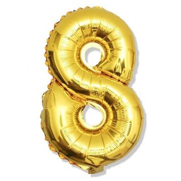 Balon foliowy złoty liczba 8 cyfra Urodziny 35cm