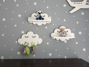 Полки/вешалки Clouds на выбор, микс-набор из 3х облаков для детской комнаты