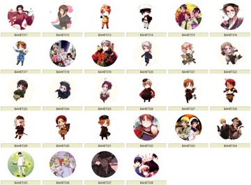 Przypinki Anime Axis Powers Hetalia DUŻY WYBÓR