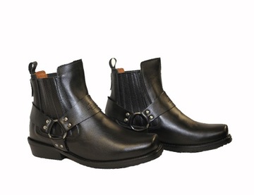 Buty Skórzane Kowbojki Kawaleryjki Motocyklowe 44