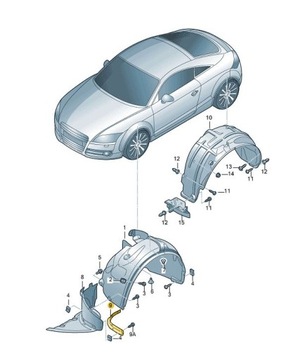 фото thumb №2, Спойлер подкрылки бампера перед левый audi tts ttrs