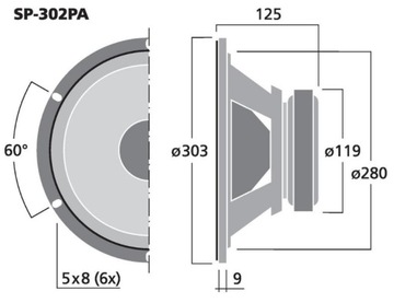 НЧ-динамик MONACOR SP-302PA 8Ом 100Вт