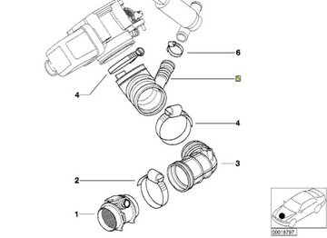 фото thumb №11, Bmw e46 z3 m54 шланг гумовий витратомір оригінальний номер