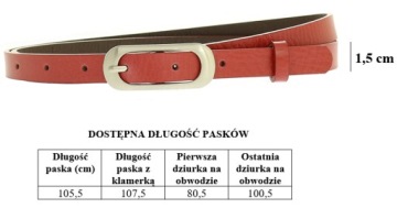 SKÓRZANY Pasek do spodni 1,5 cm damski Skóra naturalna SZARY
