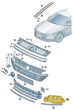 фото thumb №2, Решётка бампера заглушка vw arteon r-line левая