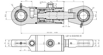 ГИДРАВЛИЧЕСКИЙ ЦИЛИНДР CJ2F 50x28x1000 U30 L=1232
