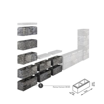 Блоки заборные JONIEC ROMA HORIZON 500x200x200 ЯНТАРЬ