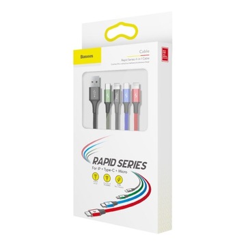 USB-кабель Baseus Fast 4in1 USB-C / 2x Lightning / Micro 3,5A, 1,2 м (черный)