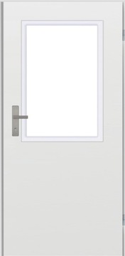 Drzwi zewnętrzne techniczne U1 z szybą białe 80 P