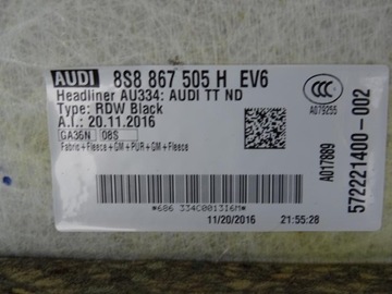 фото thumb №7, Audi tt 8s 14-19 потолок czarna s-line 8s8867505h