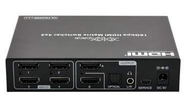 Разветвитель с матричным коммутатором HDMI 4x2 4K HDR со скалером