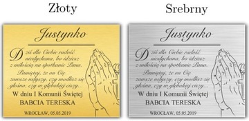 PAMIĄTKA KOMUNIA ŚWIĘTA OBRAZEK SREBRNY + GRAWER