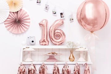 ZESTAW różowe złoto Rose Gold balon Serce 61 cm