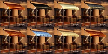 Маркиза для террасы и балкона LED 300x150 белый/желтый