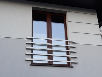 Французский балкон, нержавеющая сталь, полировка, окно 170 см W1P