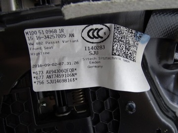 VW PASSAT B8 ПРАВОЕ ПАССАЖИРСКОЕ СИДЕНИЕ КОЖАНОЕ HIGHLINE ERGO COMFORT 3Q0881106K