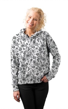 СВИТШОТ ЖЕНСКИЙ, ПРИНТ XL, БЕЛЫЙ, ЧЕРНЫЕ УЗОРЫ, МОДНЫЙ