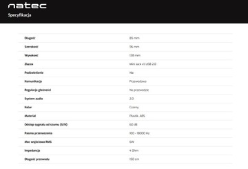 Компьютерные колонки Natec Lynx 2.0 6 Вт RMS