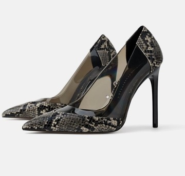ТУФЛИ ZARA NEW SNAKE ВИНИЛОВЫЕ ЛИСТ 35